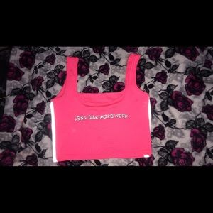 Less talk more work cropped top